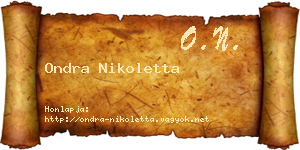 Ondra Nikoletta névjegykártya